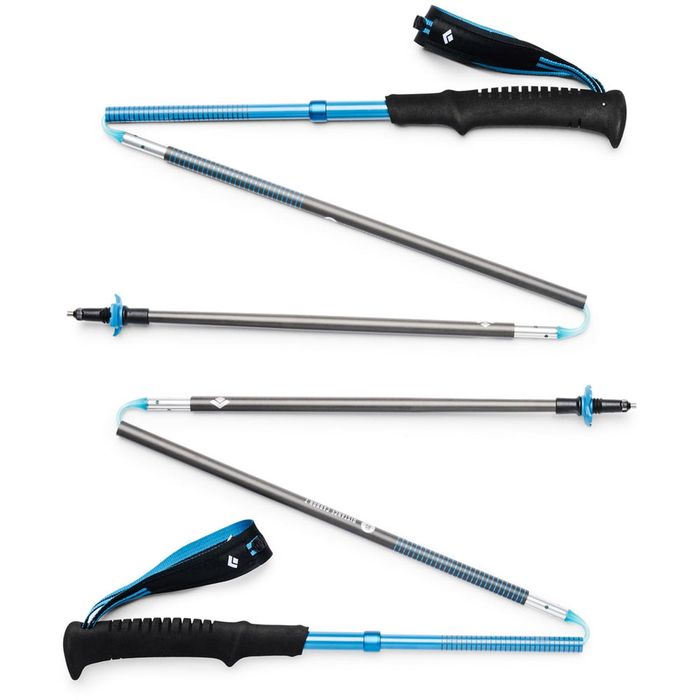 Black Diamond Distance Carbon Z trekking poles folded compact for easy travel and packing.