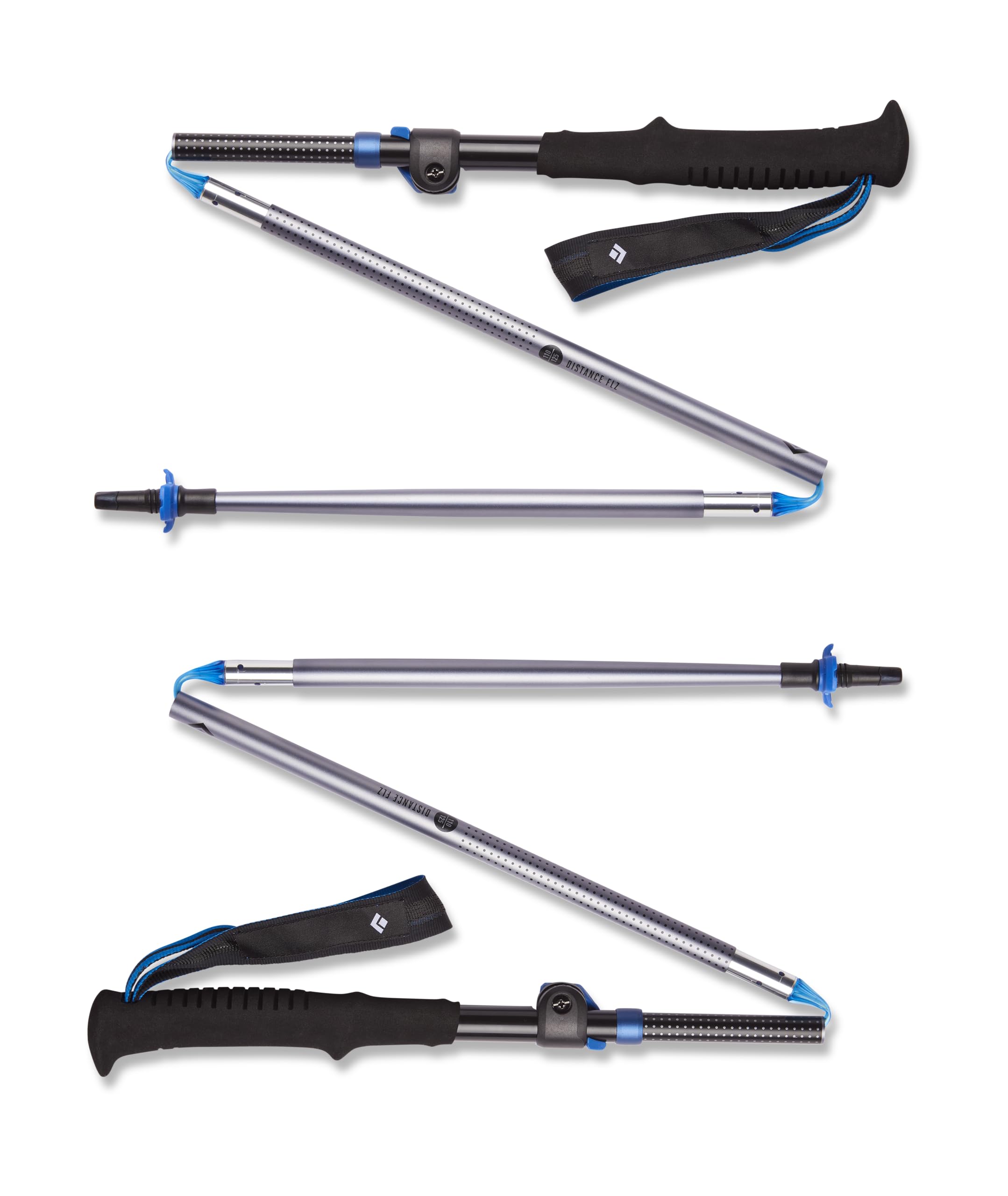 Black Diamond Distance FLZ poles folded compactly for easy packing on hikes.