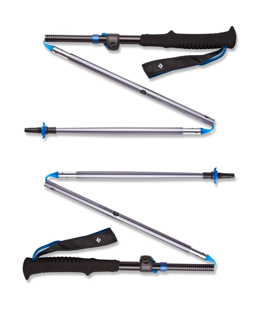 Black Diamond Distance FLZ poles folded compactly for easy packing on hikes.
