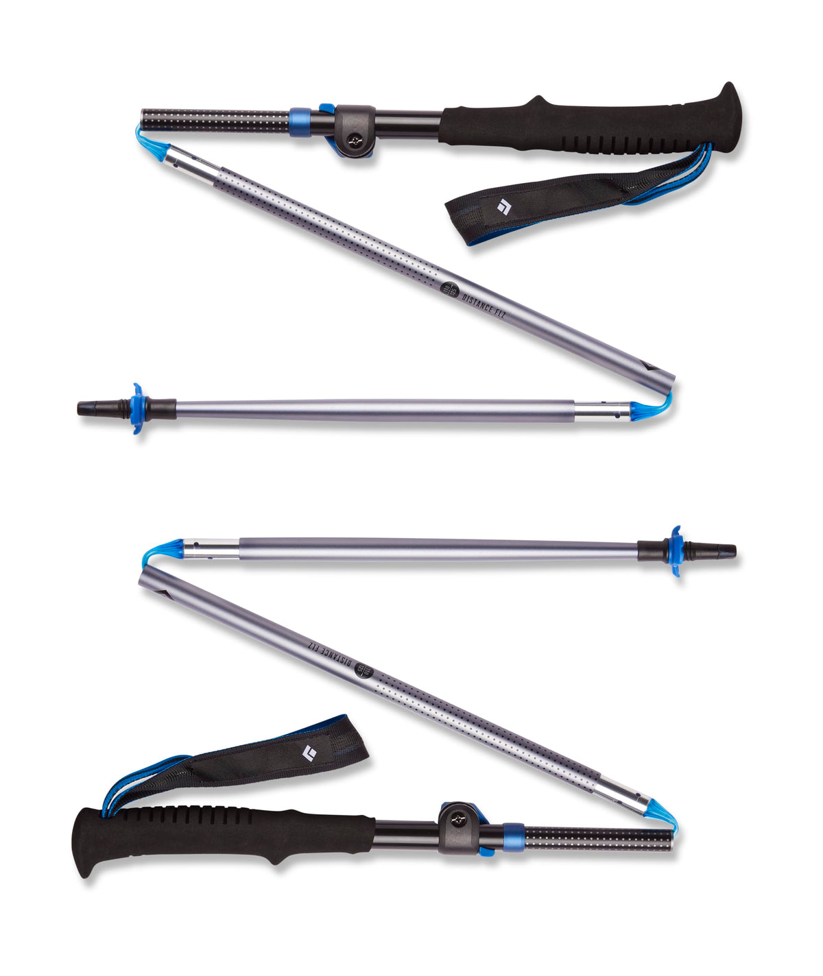 Black Diamond Distance FLZ poles folded compactly for easy packing on hikes.