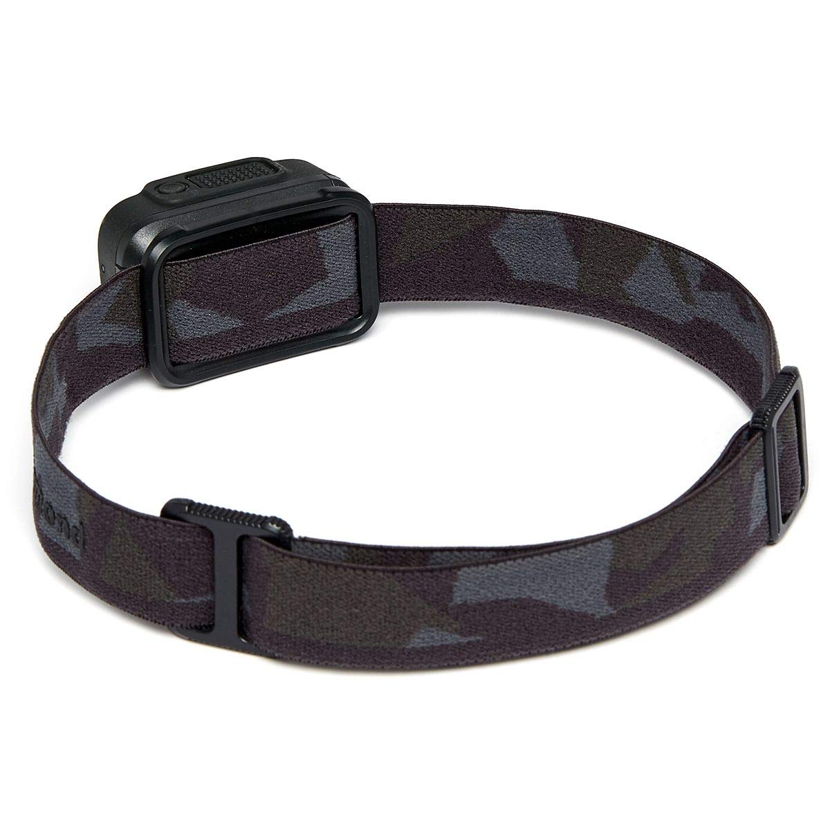 Black Diamond SPOT 350 headlamp side view with bright beam for trail runs.