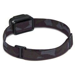 Black Diamond SPOT 350 headlamp side view with bright beam for trail runs.