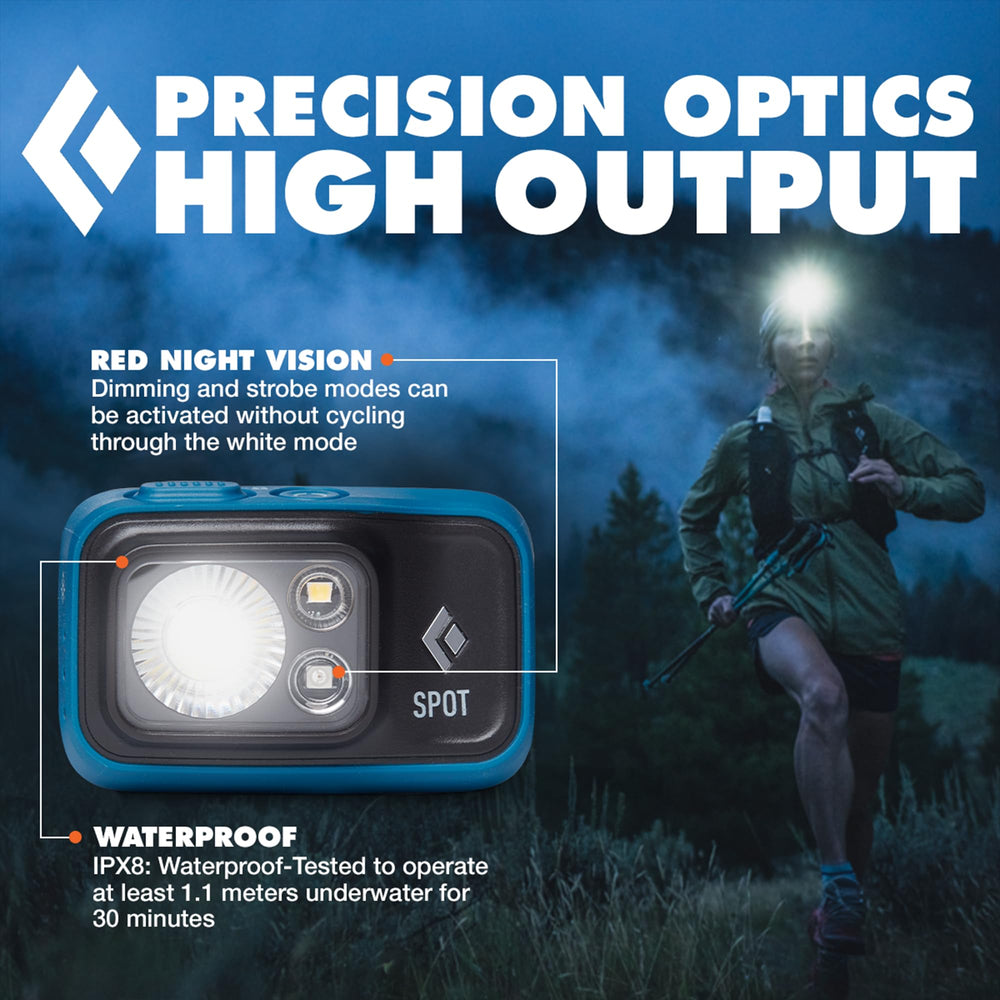 BLACK DIAMOND Spot 400 headlamp with adjustable headband for comfortable all-day wear