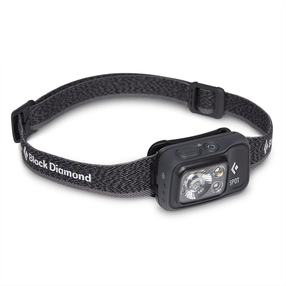 Black Diamond Spot 400 headlamp, front view, bright beam for camping and hiking