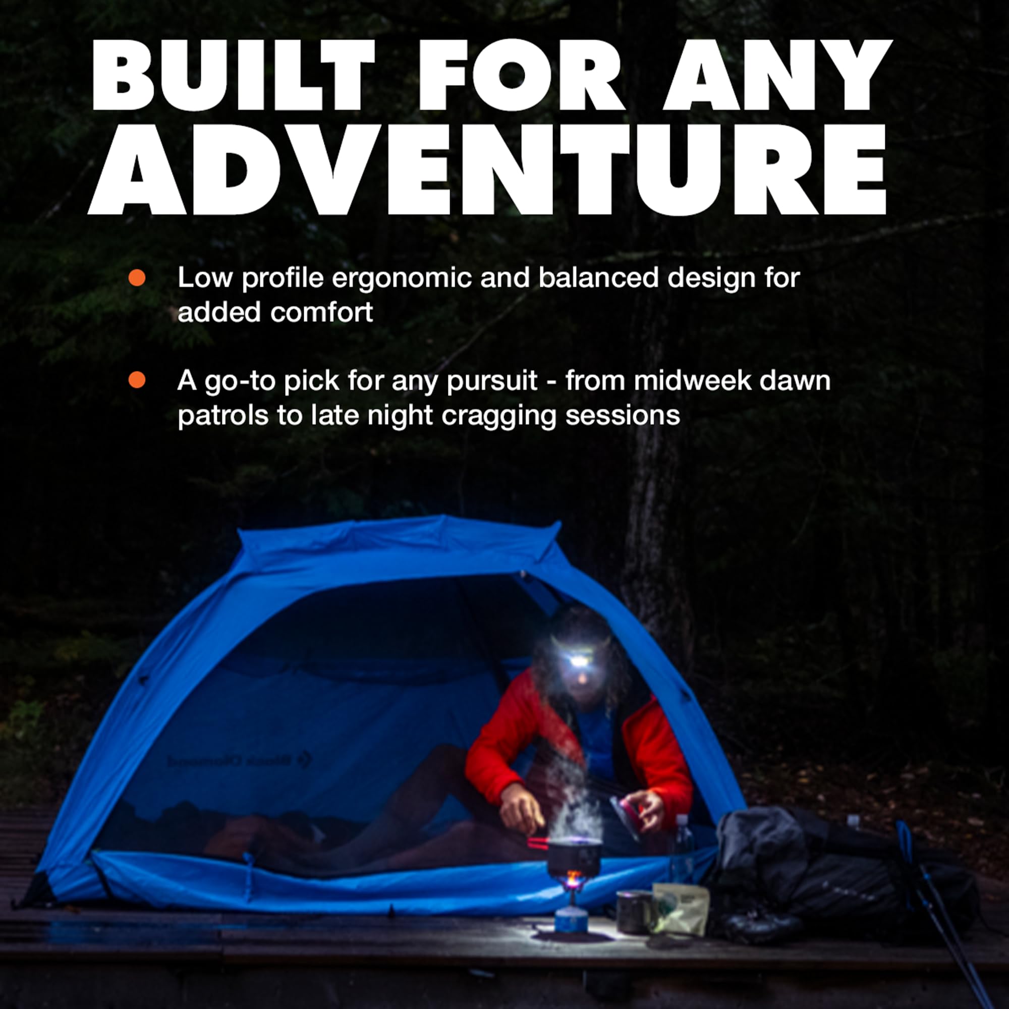 Black Diamond Spot 400 headlamp adjustable headband ensures comfortable all-day wear.