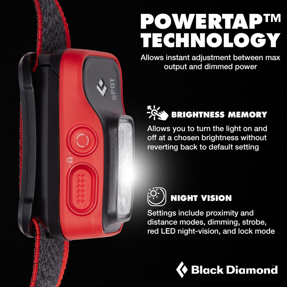 Black Diamond Spot 400 headlamp waterproof design responds well to rain and snow.