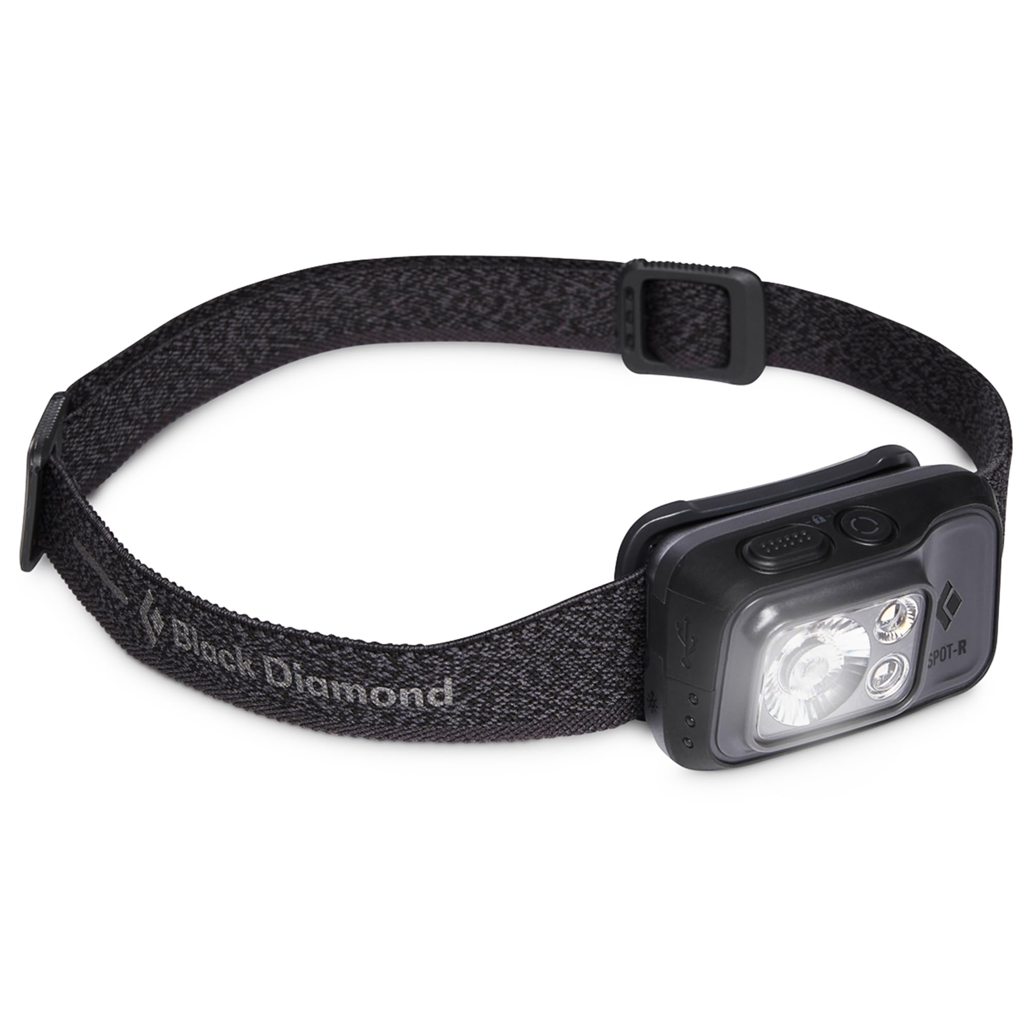 Black Diamond Spot 400-R headlamp front-lit woodland for hands-free camping navigation.