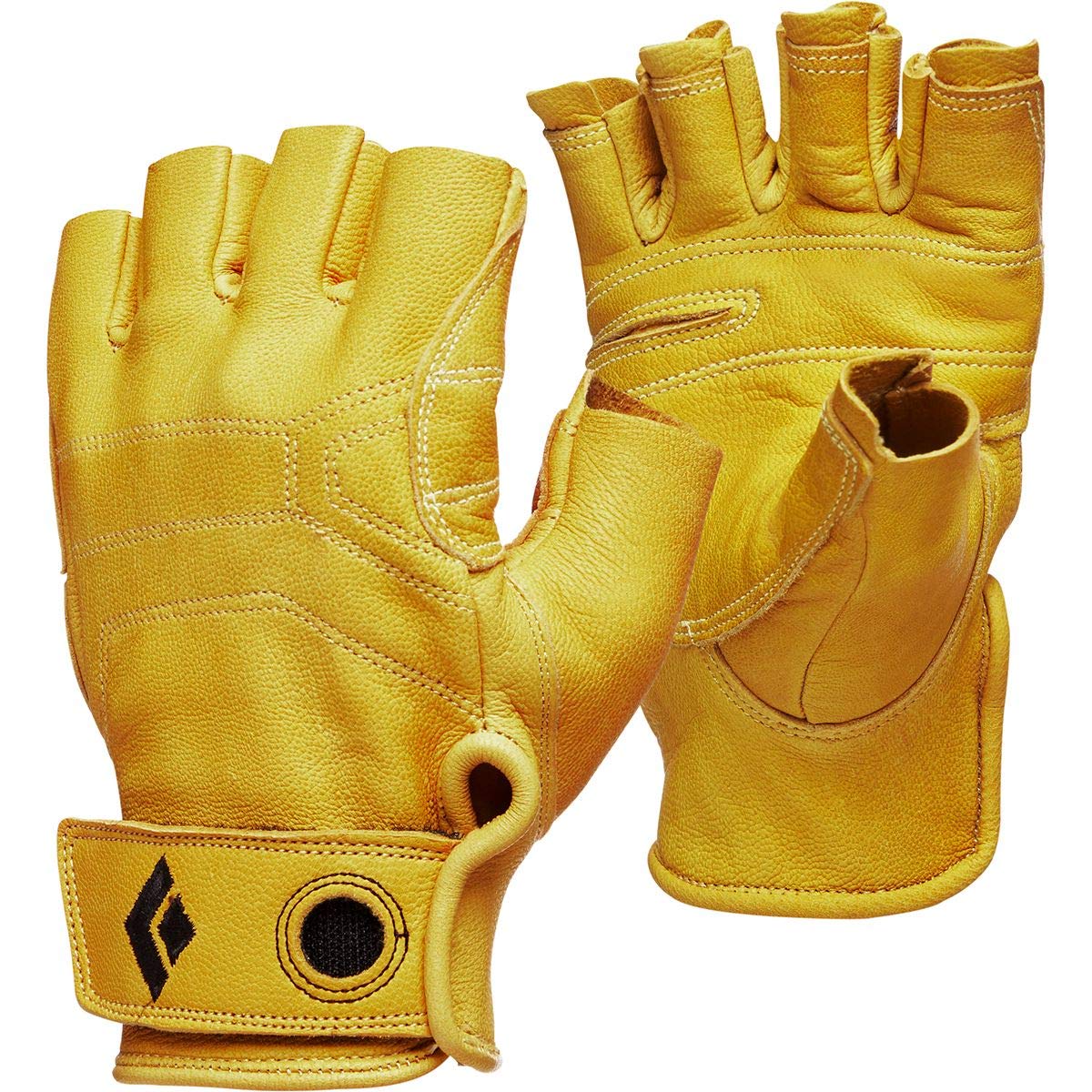 Black Diamond Stone Gloves with goatskin palm for durable rope handling