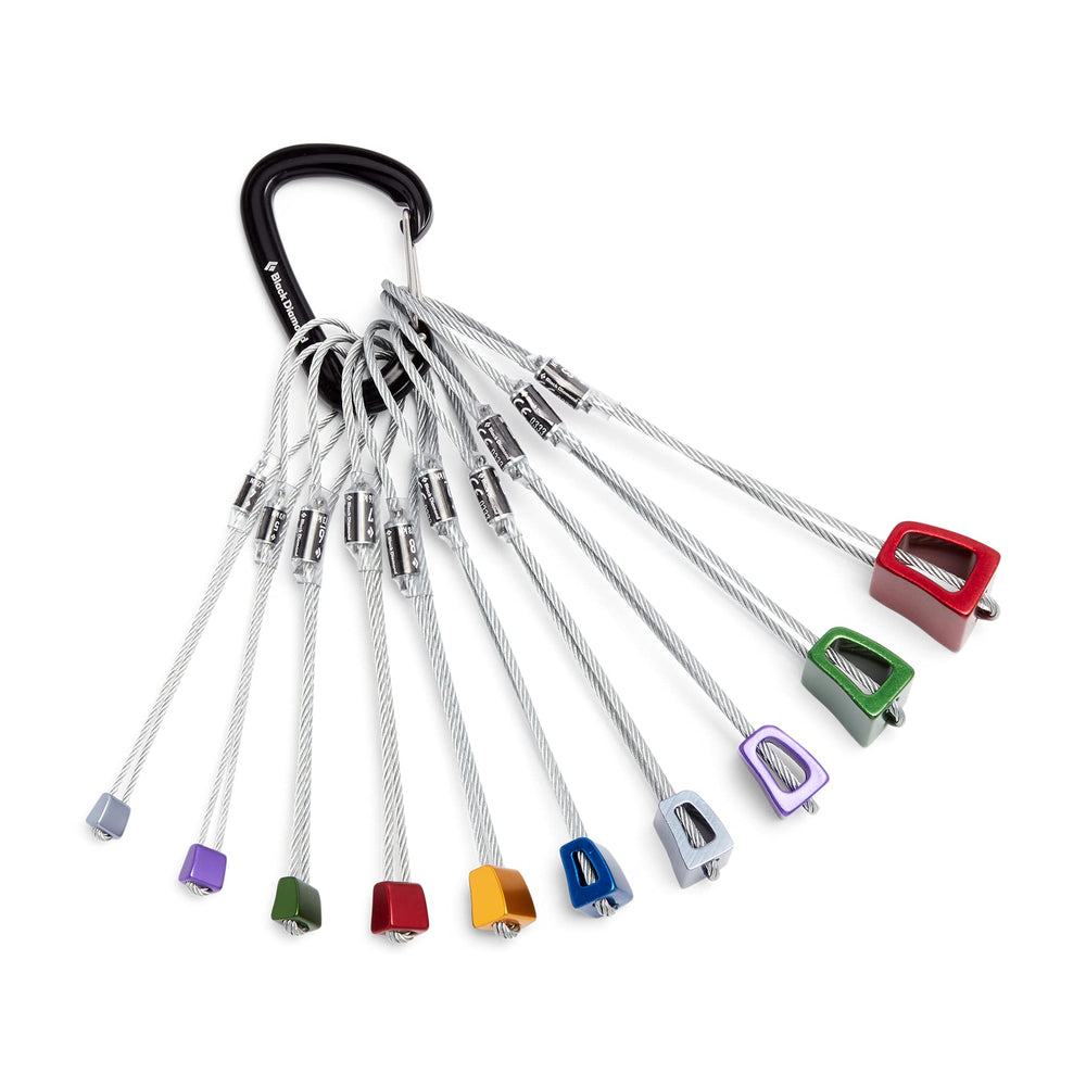 Black Diamond Stopper Set 4-13 aluminum heads for lightweight, precise placements on trad routes.
