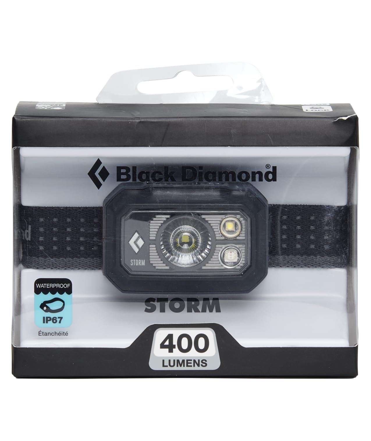 Black Diamond Storm 400 headlamp bezel close-up highlighting durability