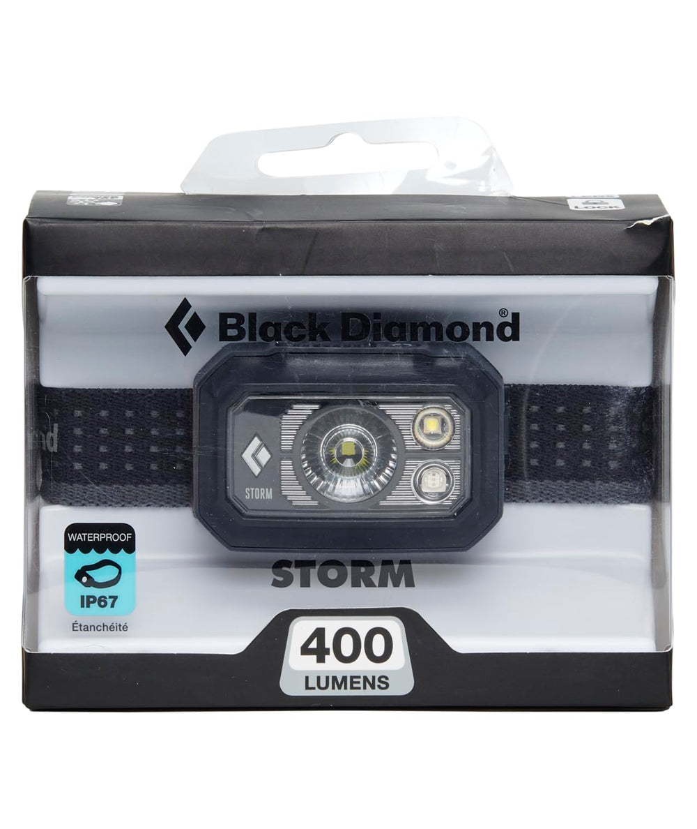 Black Diamond Storm 400 headlamp bezel close-up highlighting durability