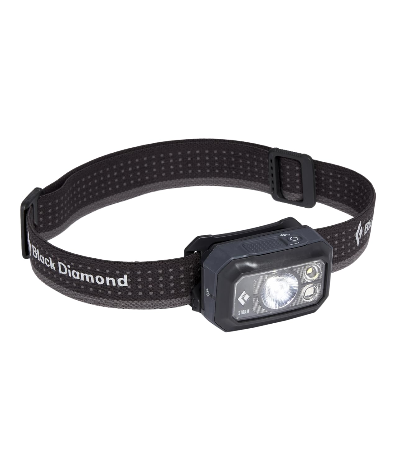 Black Diamond Storm 400 headlamp front view for rugged backcountry lighting