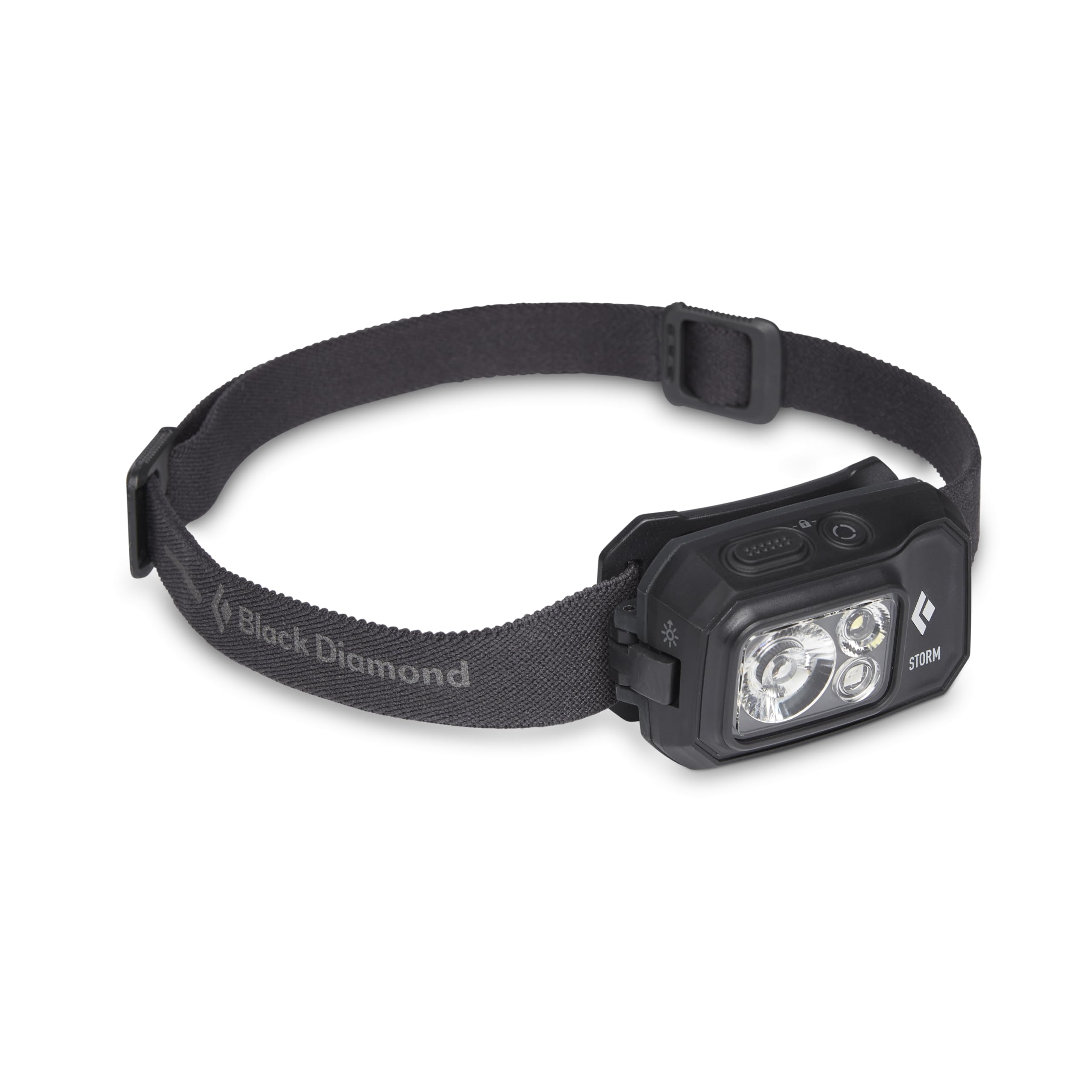BLACK DIAMOND Storm 450 headlamp front view shows bright 450 lumens for trails