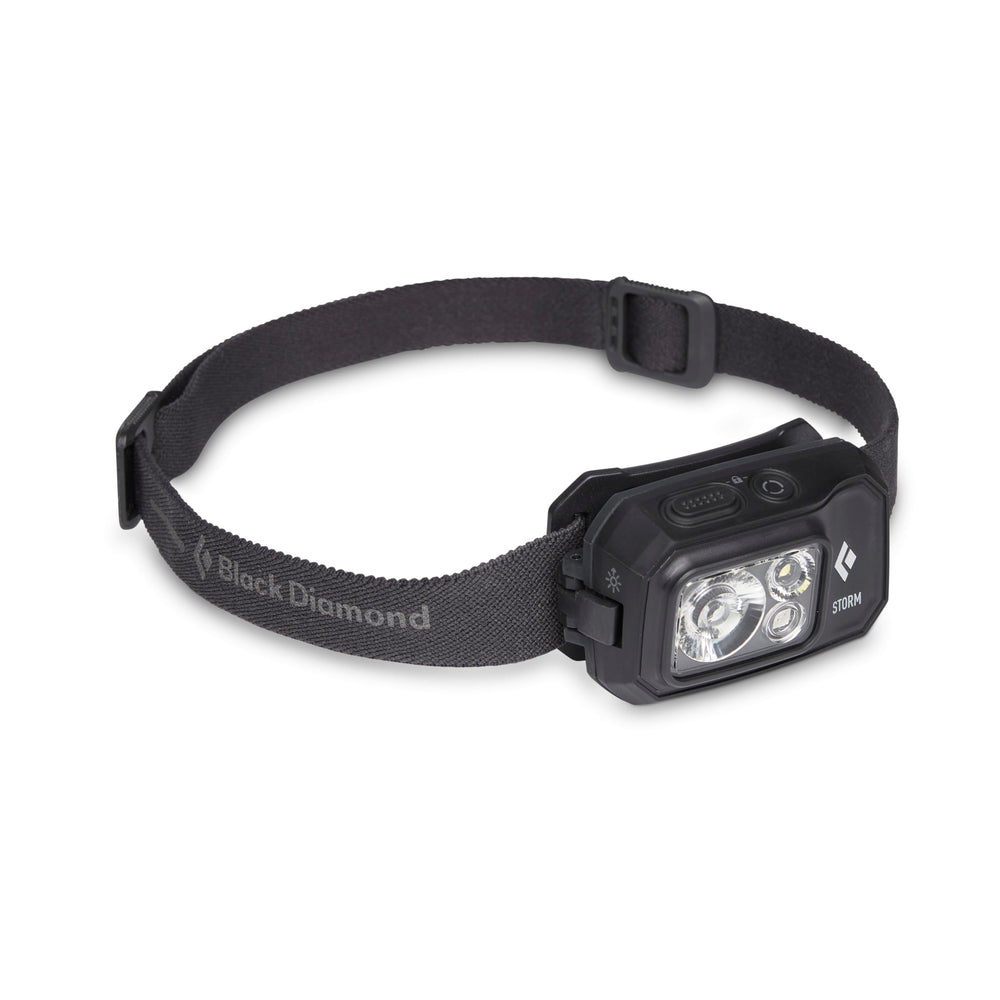 BLACK DIAMOND Storm 450 headlamp front view shows bright 450 lumens for trails
