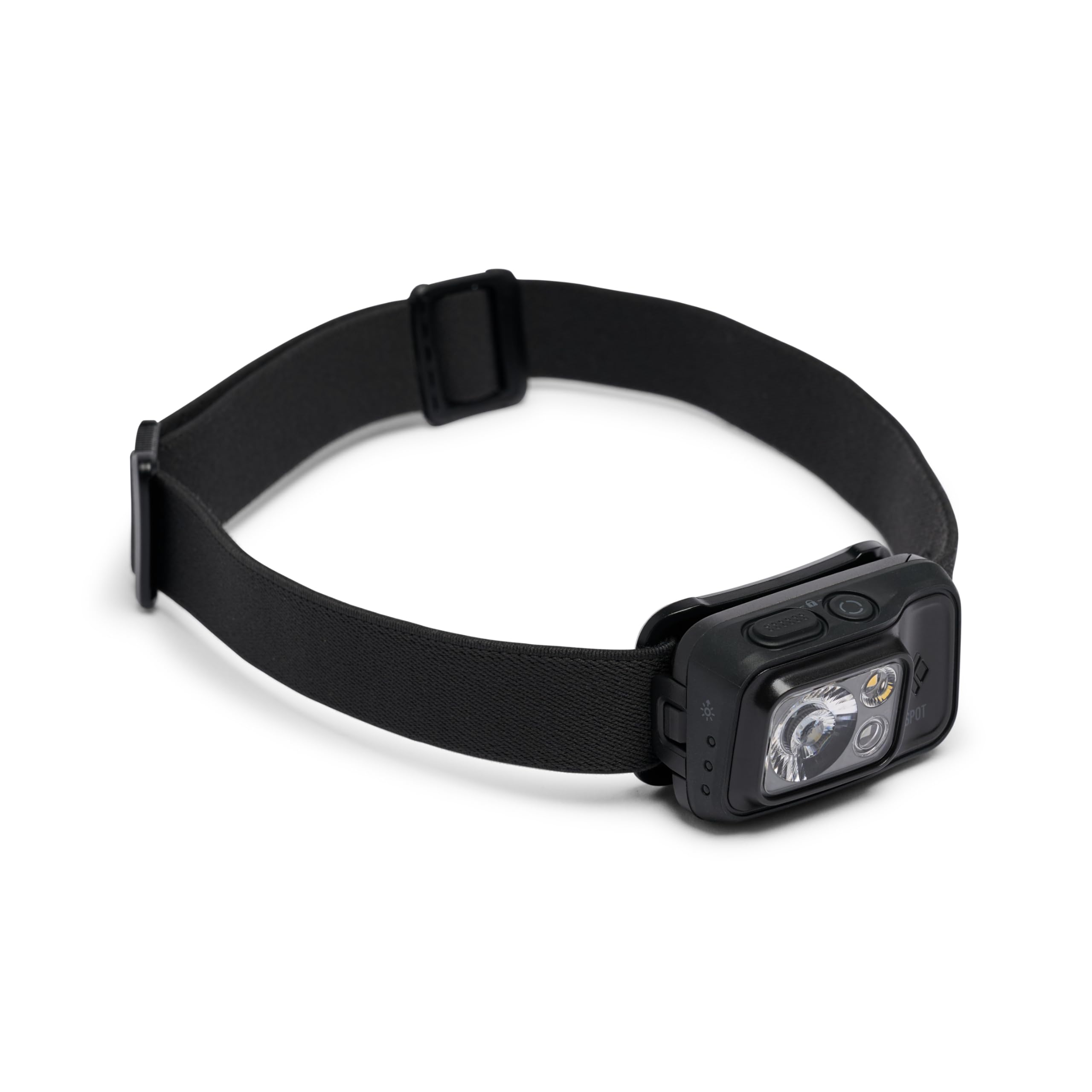 Black Diamond Storm 450 headlamp front view with bright, reliable nighttime visibility.