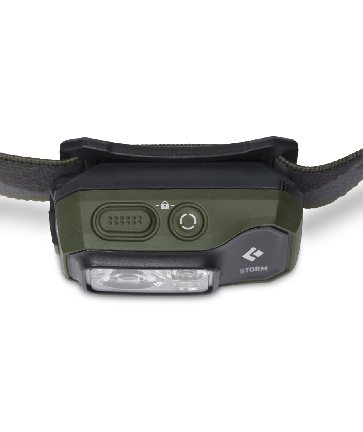Black Diamond Storm 450 headlamp worn on head for secure, bounce-free comfort
