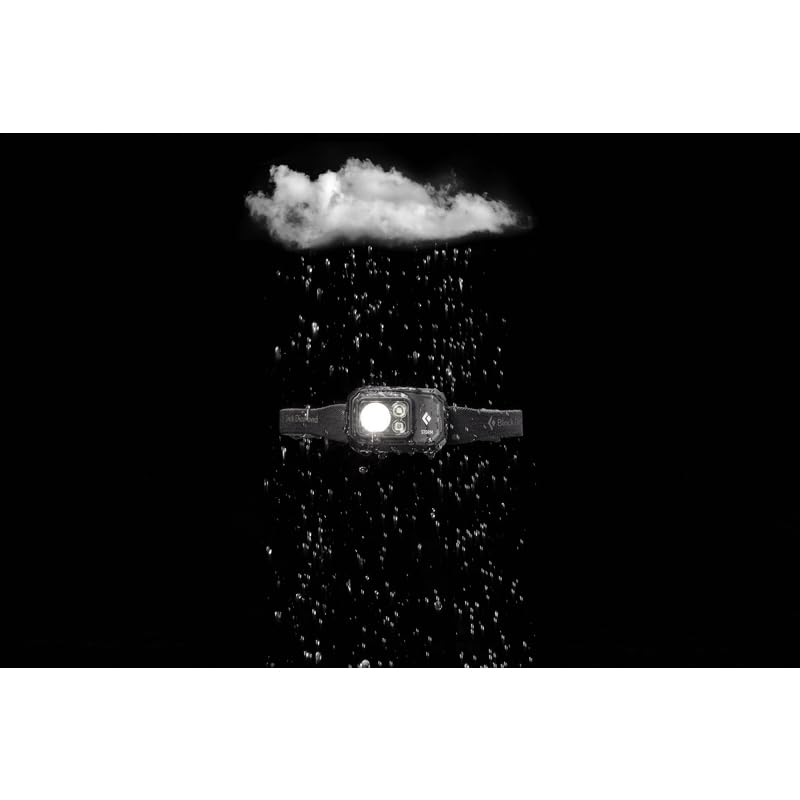 BLACK DIAMOND Storm 450 headlamp worn on head demonstrates secure, bounce-free fit