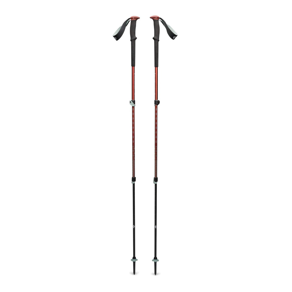 BLACK DIAMOND FlickLock adjustment demonstrates quick one-handed length changes.