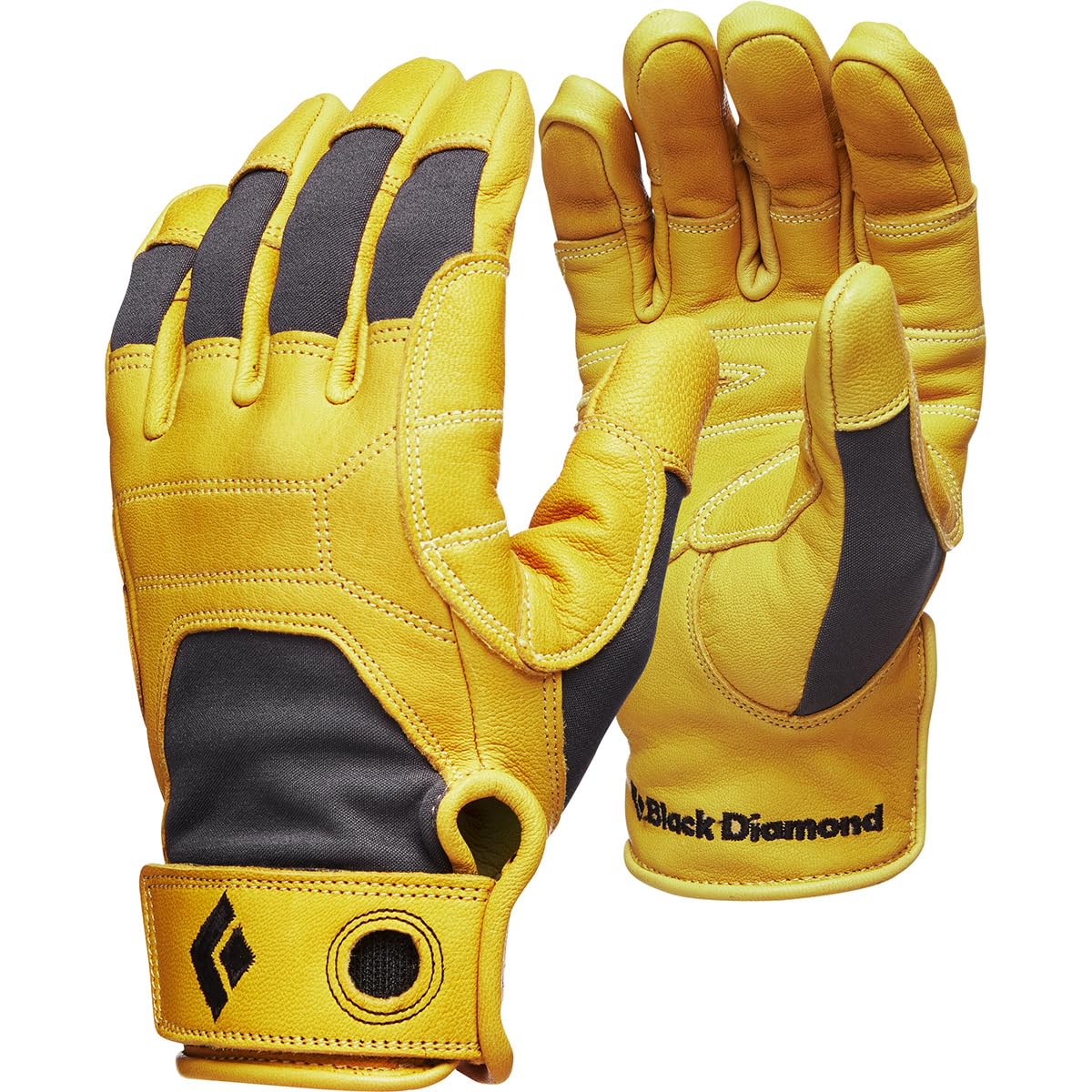 Black Diamond Transition Gloves with goat leather palm provide durable grip for rope work.