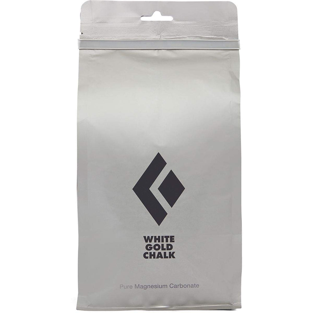 BLACK DIAMOND White Gold Loose Chalk enhances grip for climbing in warm conditions.