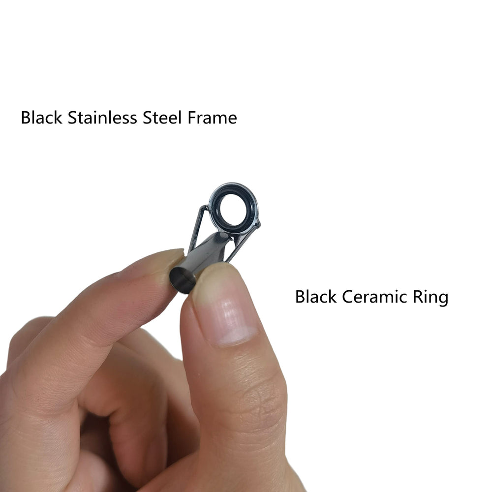Close-up of ceramic ring guide for smooth line flow