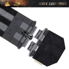 Black Gunpowder cummerbund featuring color-matched hook-and-loop fastener.