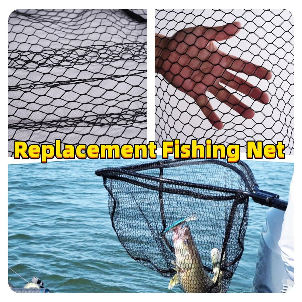 Stealthy black rubber-coated landing net in use