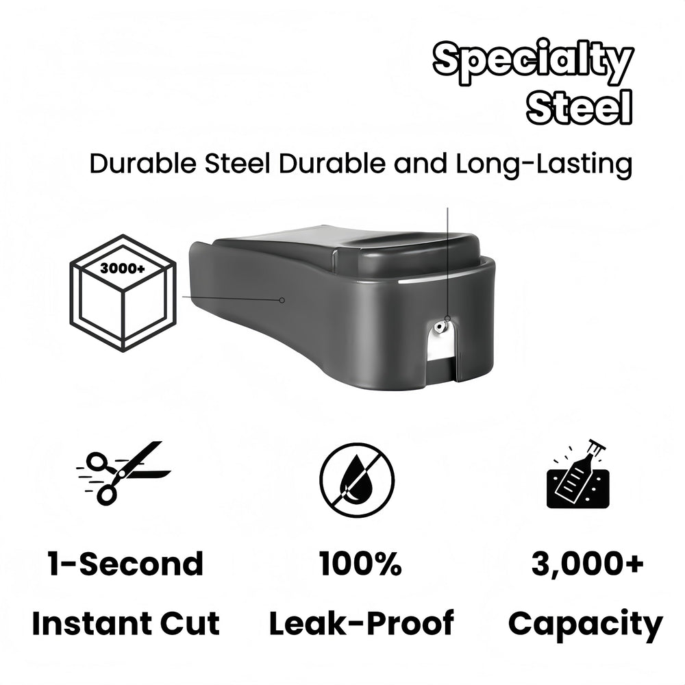 Discreet black storage container with visible window for 2000+ clipped pieces