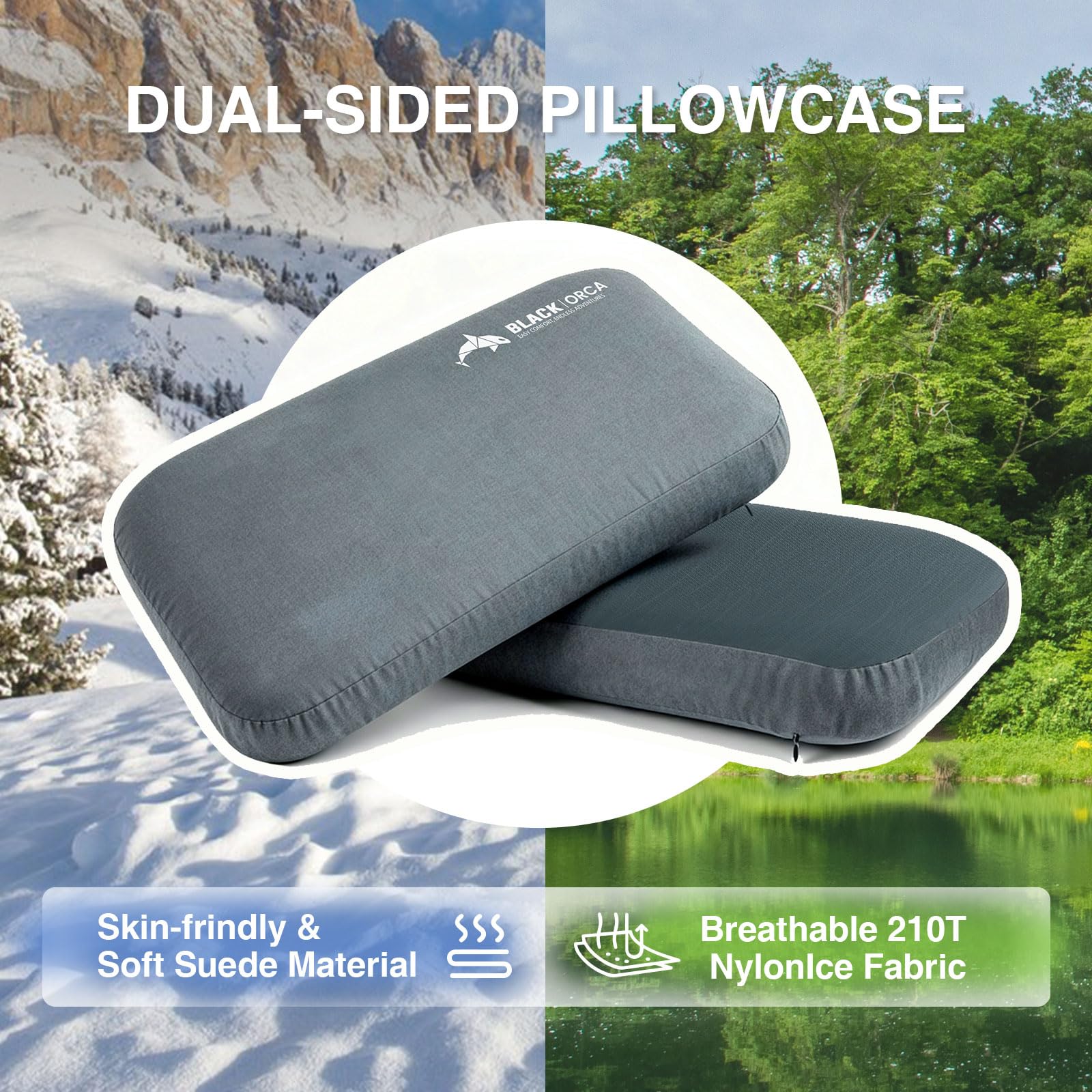 Black Orca pillow weighs about 1.54 lb highlighting lightweight travel readiness