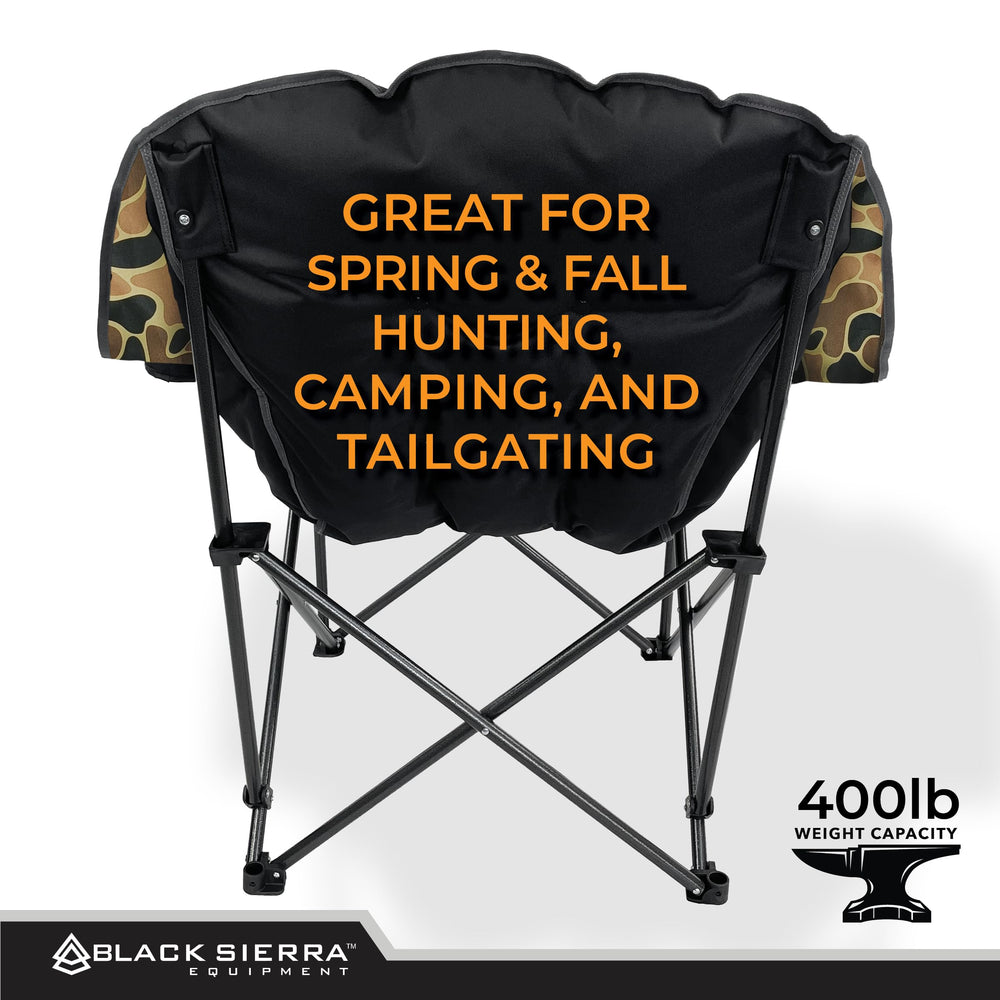 Black Sierra Heated Chair ideal for tailgating or patio relaxation