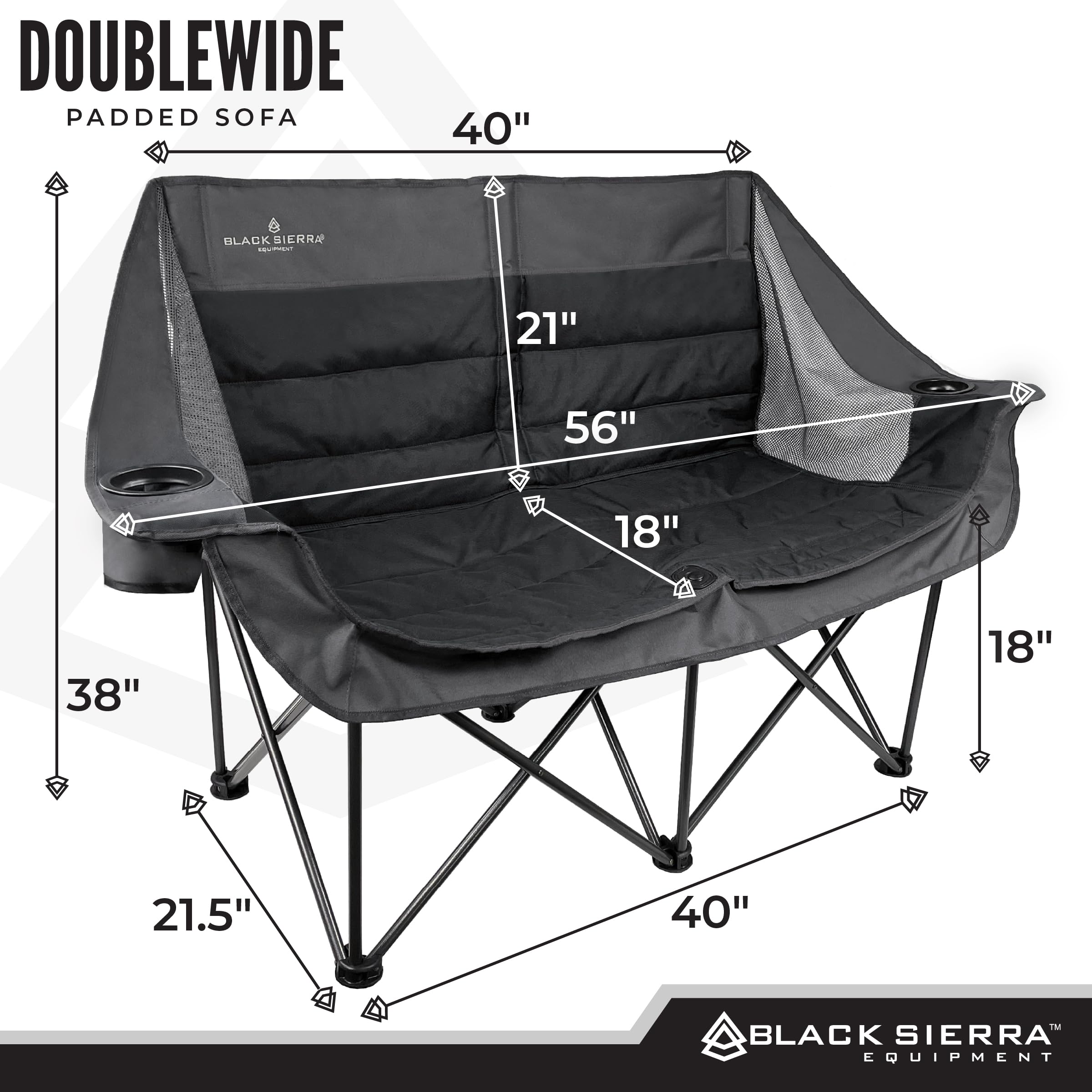 Black Sierra DoubleWide Sofa padded-seat closeup emphasizes plush comfort and support