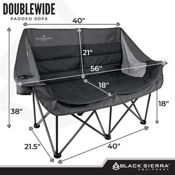 Black Sierra DoubleWide Sofa padded-seat closeup emphasizes plush comfort and support
