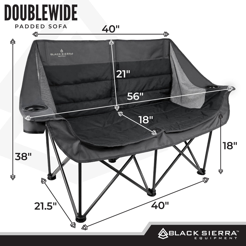 Black Sierra DoubleWide Sofa padded-seat closeup emphasizes plush comfort and support