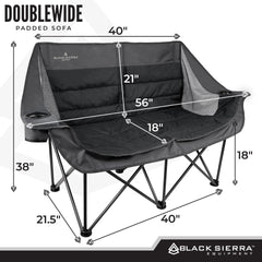 Black Sierra DoubleWide Sofa padded-seat closeup emphasizes plush comfort and support