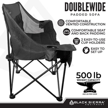 Black Sierra DoubleWide Sofa vented side panels promote airflow on hot days