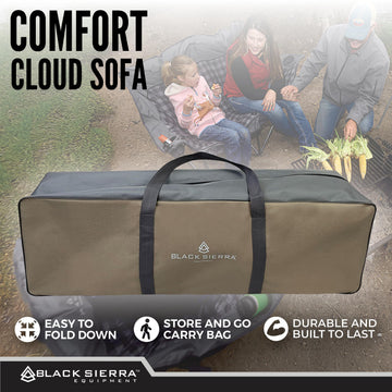 Black Sierra Equipment chair shown at the beach for tailgates