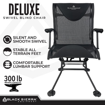 Black Sierra Equipment Deluxe swivel chair folded compact for easy transport and camping trips