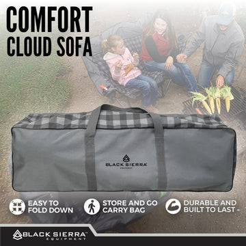 Black Sierra double camping chair set up at campsite