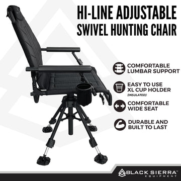 Black Sierra Equipment Hi-Line swivel chair with built-in carry strap