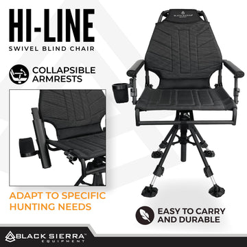 Black Sierra Equipment Hi-Line swivel chair open dimensions ready