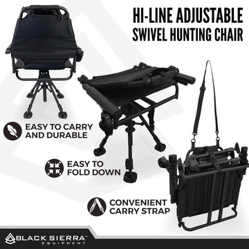 Black Sierra Equipment Hi-Line swivel chair on uneven ground grips