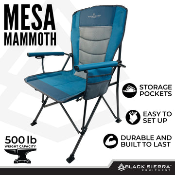Black Sierra Equipment oversize chair dual side pockets keep gear within reach.
