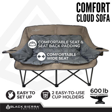 Black Sierra Equipment plush padding from 2.5 inches provides all-day comfort