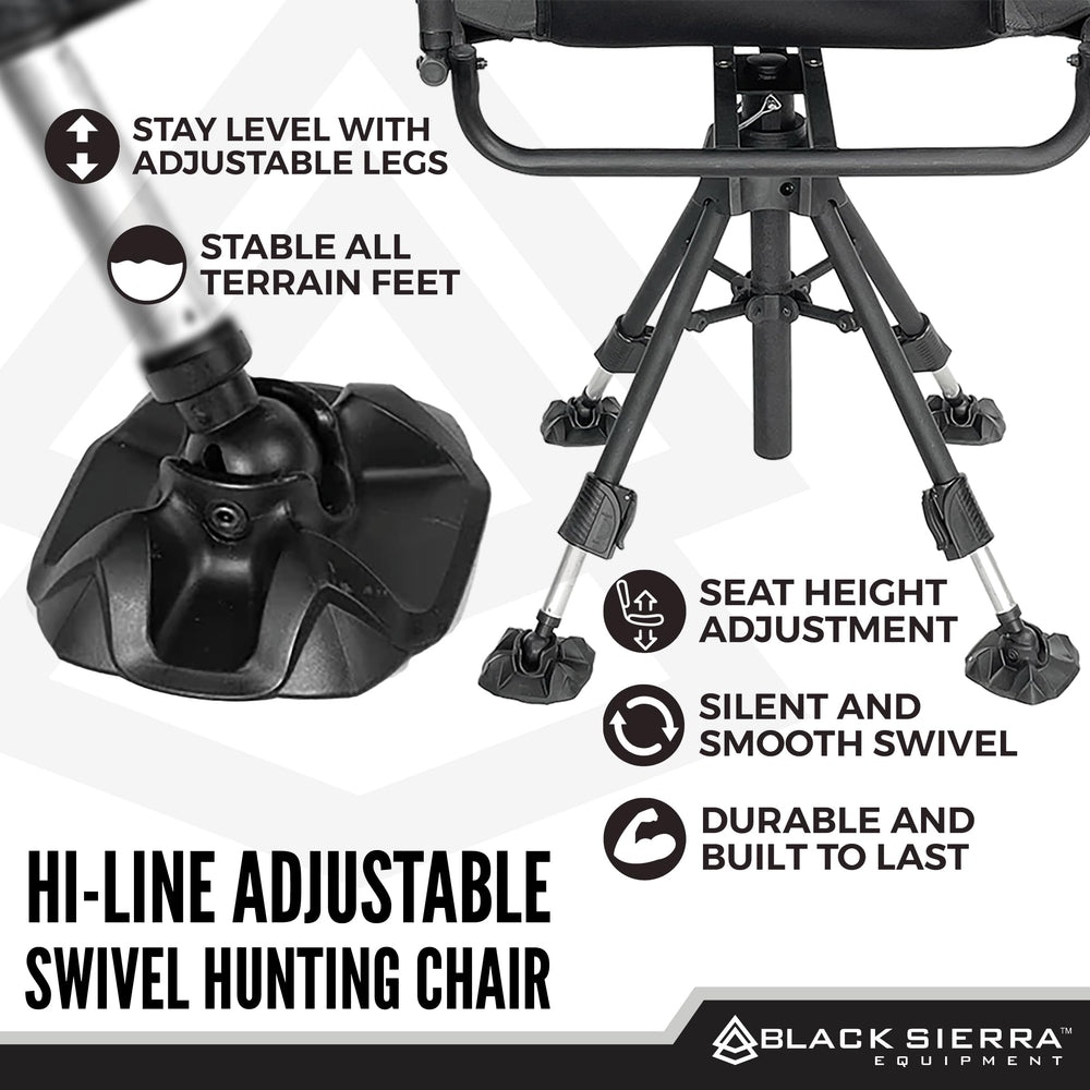 Black Sierra Equipment Silent 360 swivel chair collapsible armrests for archery use