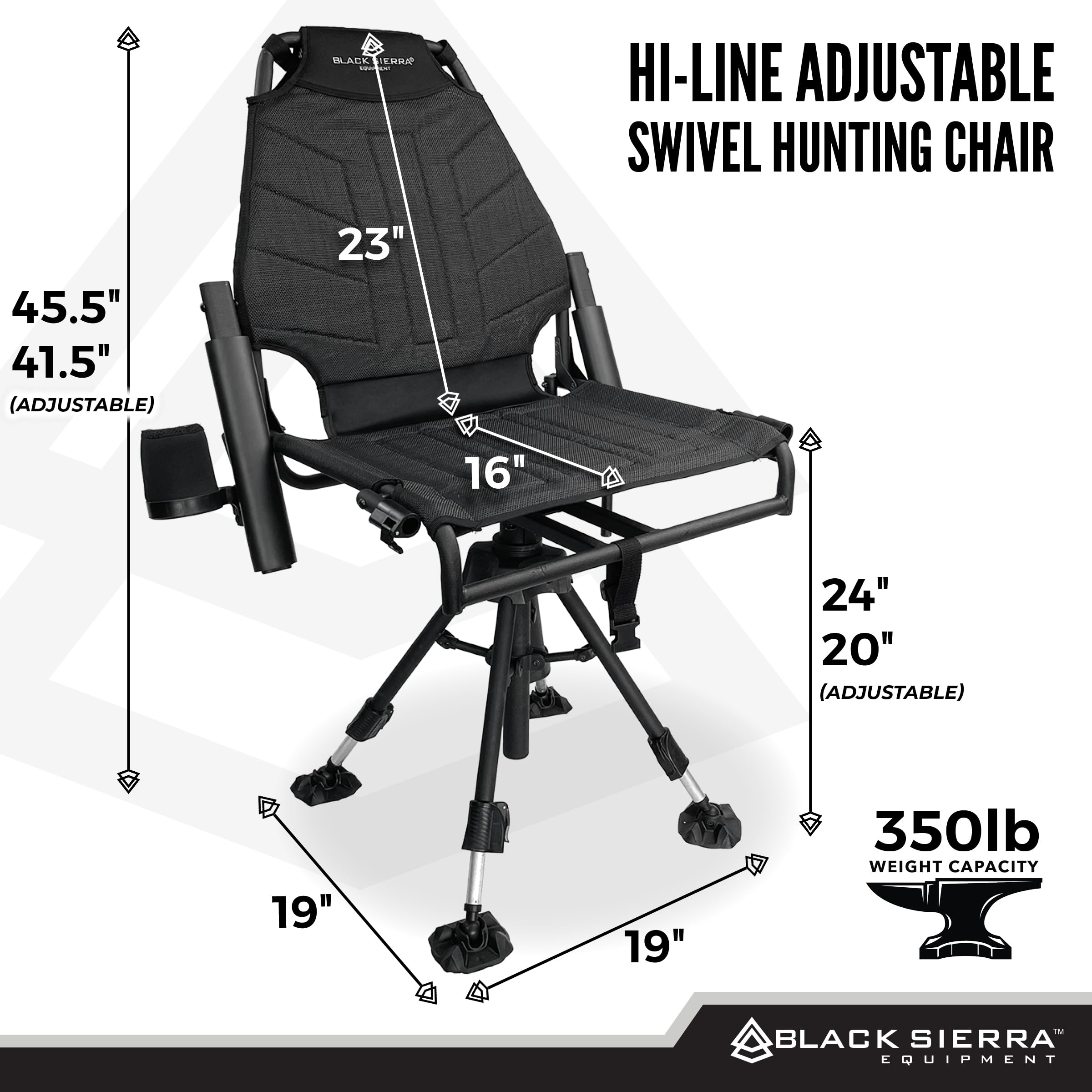 Black Sierra Equipment Silent 360 swivel chair backrest provides ergonomic support