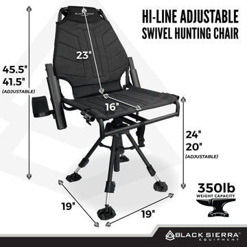 Black Sierra Equipment Silent 360 swivel chair backrest provides ergonomic support