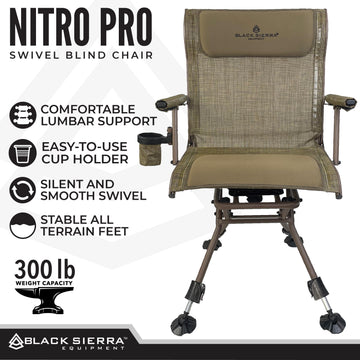 Black Sierra Heavy Duty Swivel Chair hunting-blind-use for blinds and camps