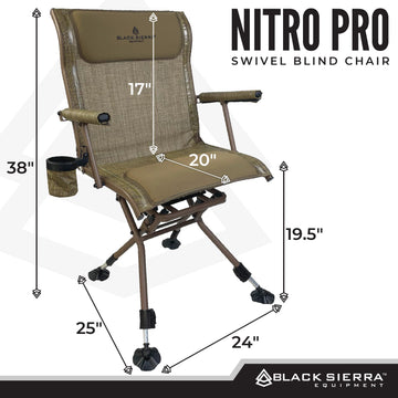 Black Sierra Heavy Duty Swivel Chair padded-armrests for all-day comfort in the field