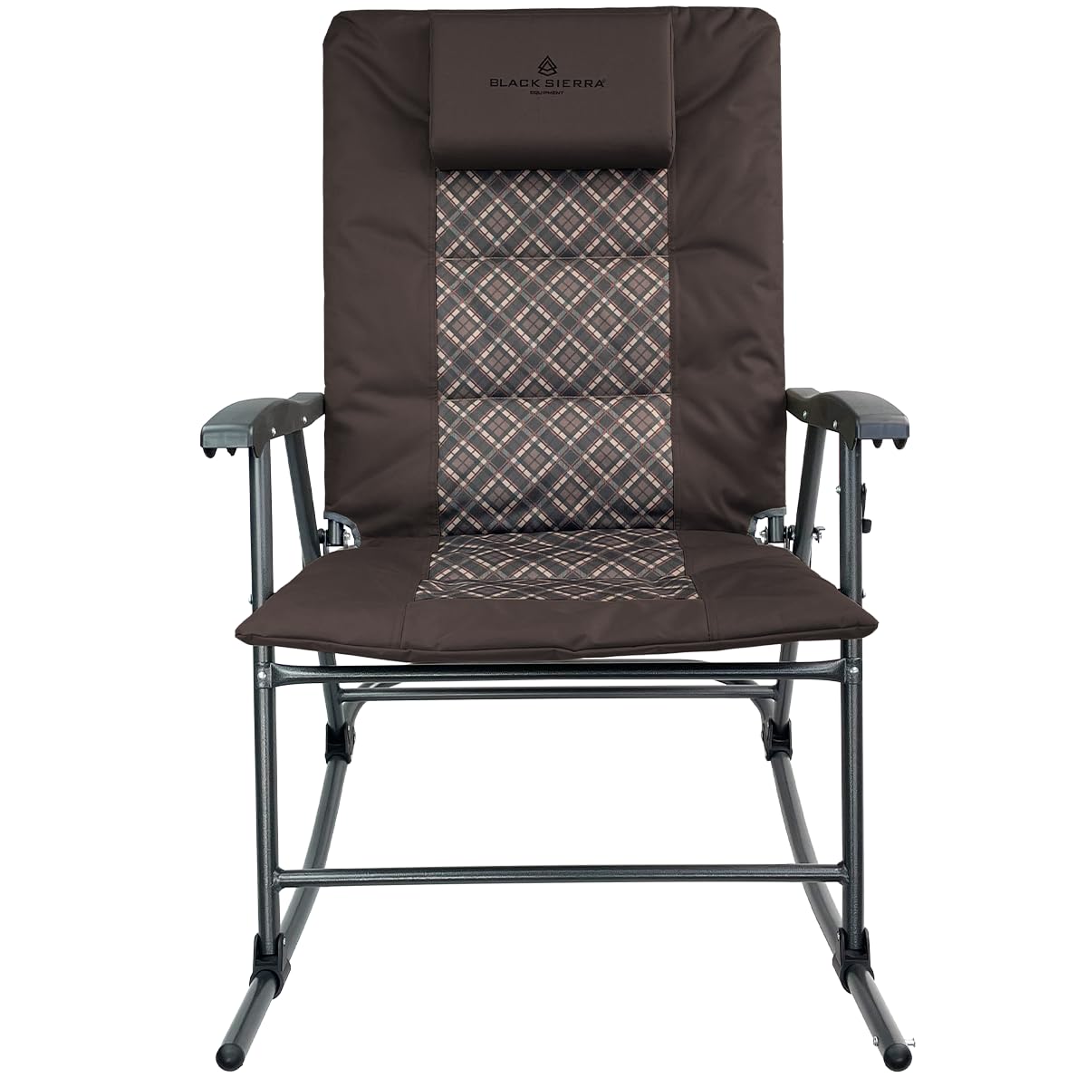 Black Sierra High Back Rocking Chair in camping setup for relaxed evenings