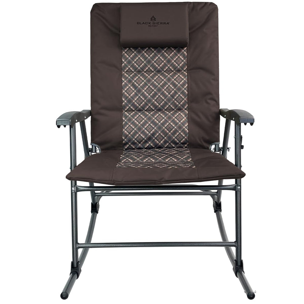 Black Sierra High Back Rocking Chair in camping setup for relaxed evenings